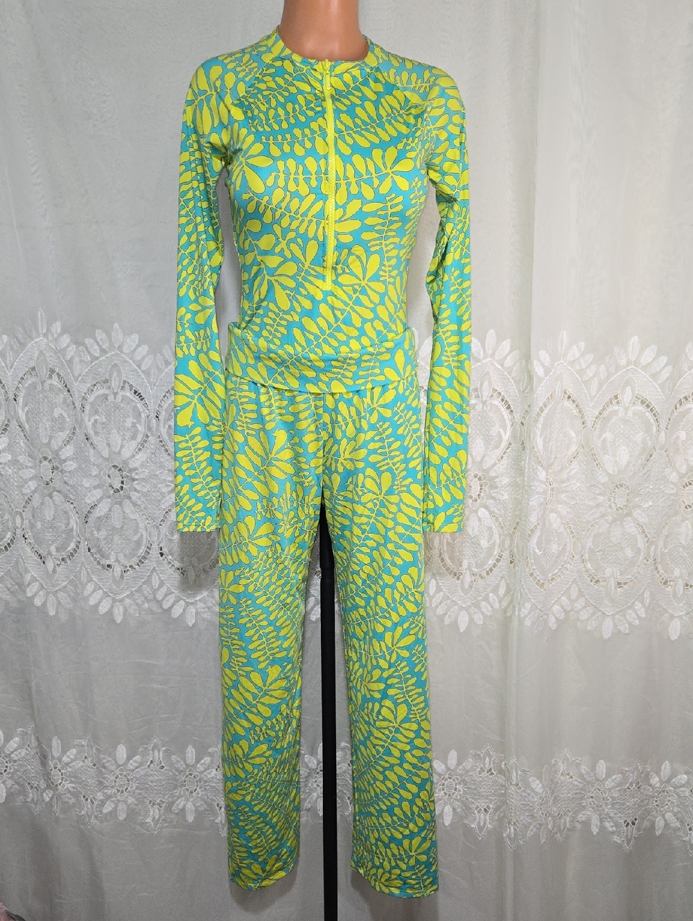Trina Turk Swim Set Long Sleeve One Piece And Pant Cover Up Resort Wear